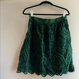 LOFT Eyelet Green Skirt
